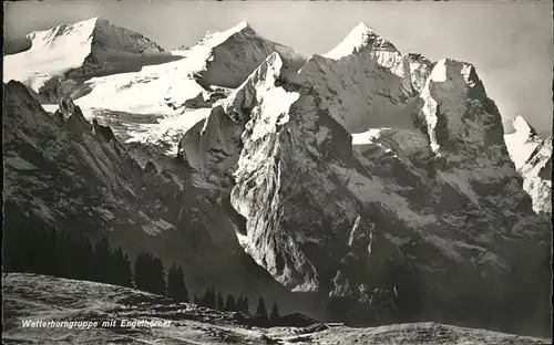 Grindelwald Wetterhorngruppe mit Engelhoerner Berner Alpen Kat. Grindelwald