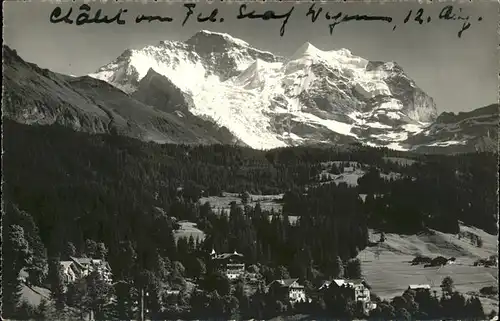 Wengen BE Schiltwald mit Blick zur Jungfrau Berner Alpen Kat. Wengen
