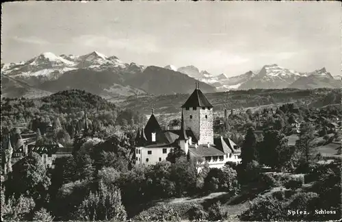 Spiez BE Schloss mit Alpenblick Kat. Spiez