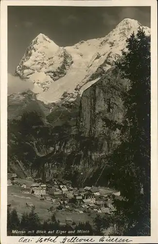 Muerren BE Blick auf Eiger und Moench Berner Alpen Kat. Muerren