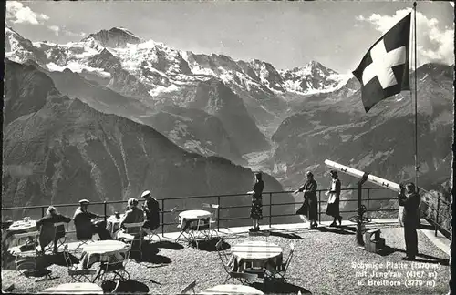 Schynige Platte Panorama mit Jungfrau und Breithorn Berner Alpen Berggasthaus Terrasse Kat. Schynige Platte