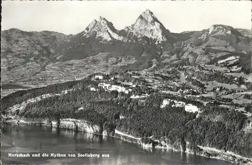 Seelisberg UR Blick auf Morschach und Mythen Vierwaldstaettersee / Seelisberg /Bz. Uri