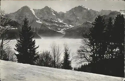 Beatenberg Blick zu Eiger Moench und Jungfrau Berner Alpen Kat. Beatenberg