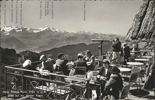 Pilatus Kulm Hotel Pilatus Kulm Terrasse Blick auf Berner Alpen Kat. Pilatus Kulm