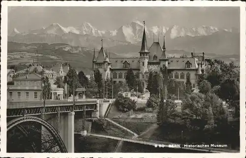 Bern BE Historisches Museum mit Alpenpanorama Bruecke Kat. Bern