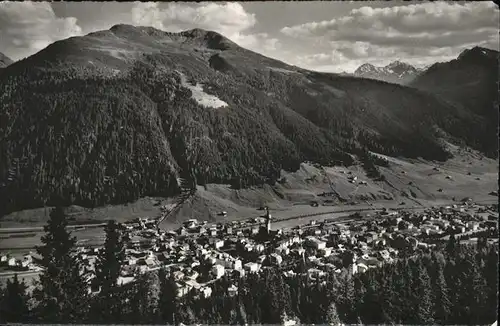 Davos GR Davos Platz Blick von Schatzalp gegen Jacobshorn Hoch Ducan und Leidbachhorn Kat. Davos