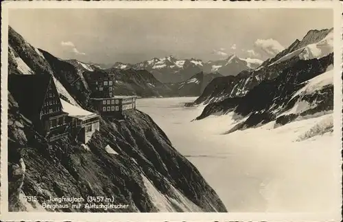 Jungfraujoch Berghaus mit Aletschgletscher Kat. Jungfrau