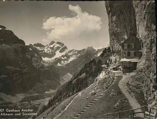 Ebenalp Gasthaus Aescher Altmann und Seealpsee Appenzeller Alpen Kat. Ebenalp