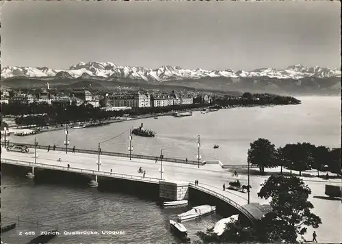 Zuerich Quaibruecke Utoquai Zuerichsee mit Alpenblick / Zuerich /Bz. Zuerich City