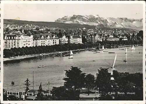 Zuerich Utoquai Zuerichsee mit Alpenblick Segelboot / Zuerich /Bz. Zuerich City