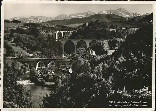 St Gallen SG Sitterbruecken mit Saentiskette Appenzeller Alpen Kat. St Gallen