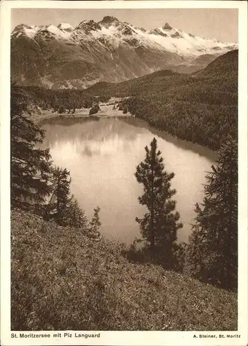 St Moritz GR Moritzersee mit Piz Languard Kat. St Moritz