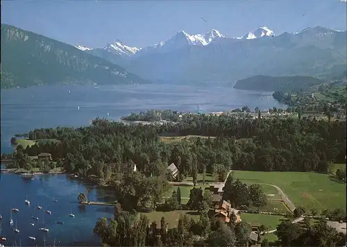 Gwatt Panorama mit Thunersee und Alpenblick Kat. Gwatt