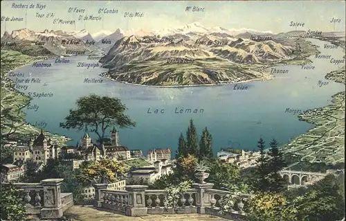 Lausanne VD Panorama Lac Leman et les Alpes / Lausanne /Bz. Lausanne City