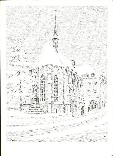 Zuerich Wasserkirche Zeichnung / Zuerich /Bz. Zuerich City