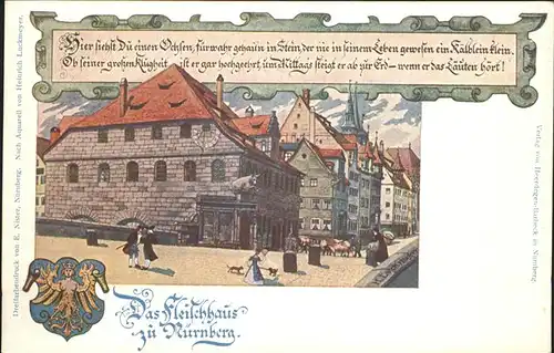 Nuernberg Fleischhaus Wappen Spruch Kat. Nuernberg