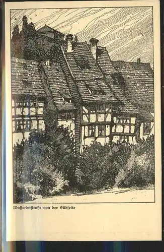 Quedlinburg Federzeichnung G. Luettgens Suedseite Waffertorstr. Kat. Quedlinburg