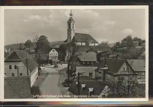 Schland Spree Marktplatz Kirche Kat. Haehnichen