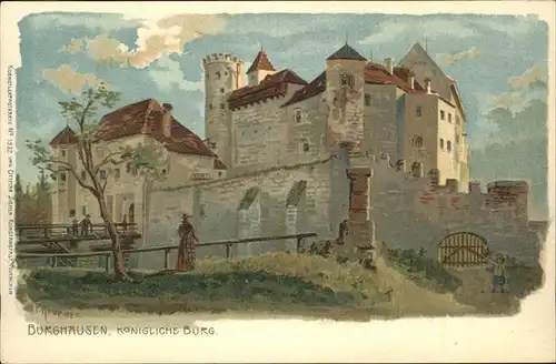 Burghausen Salzach Koenigliche Burg Kuenstlerkarte / Burghausen /Altoetting LKR