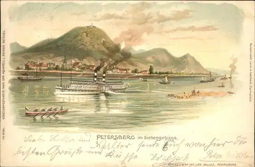 Petersberg Eisenberg Dampfschiff Siebengebirge Ruderboot Kat. Petersberg Eisenberg