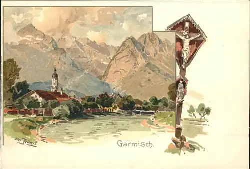 Garmisch-Partenkirchen Wanderkreuz Kuenstlerkarte / Garmisch-Partenkirchen /Garmisch-Partenkirchen LKR