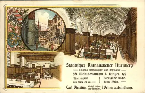 Nuernberg Staedtischer Rathauskeller  Kat. Nuernberg