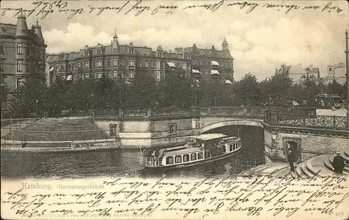 Hamburg Mundsburgerbruecke Schiff Kat. Hamburg