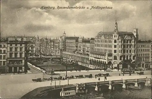 Hamburg Reesendammbruecke Neidlingerhaus Strassenbahn Pferdewagen Kat. Hamburg