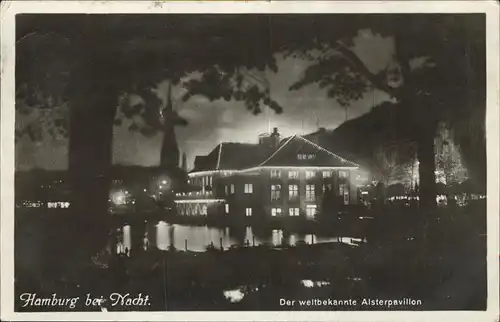 Hamburg Alsterpavillon bei Nacht Kat. Hamburg