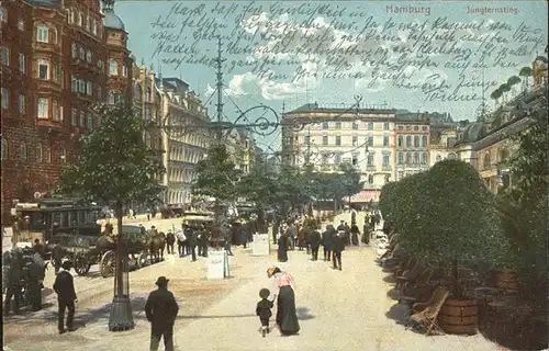 Hamburg Jungfernstieg Strassenbahn Pferdewagen Kat. Hamburg