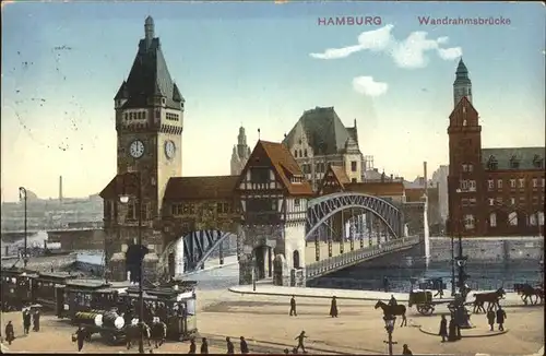 Hamburg Wandrahmsbruecke Strassenbahn Pferdewagen Kat. Hamburg