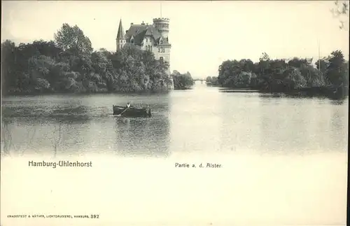 Uhlenhorst an der Alster Ruderboot Kat. Hamburg