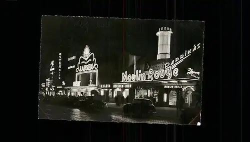 Hamburg Reeperbahn Moulin Rouge bei Nacht Autos Kat. Hamburg