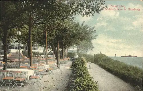 Hamburg Parkhotel Teufelsbruecke Gartenterrasse Kat. Hamburg