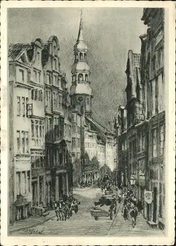 Hamburg Kuenstlerkarte Catharinenstrasse P.E.Gabel Kat. Hamburg