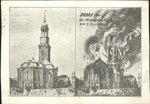 Hamburg Brand Grosse Michaeliskirche 3. Juli 1906 Kat. Hamburg