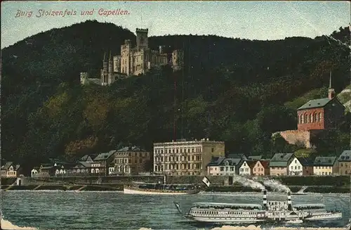 Stolzenfels Burg Stolzenfels Capellen Dampfschiff Kat. Koblenz