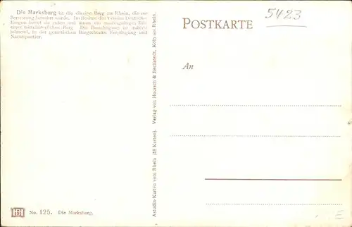 Braubach Rhein Marksburg Kuenstlerkarte / Braubach /Rhein-Lahn-Kreis LKR
