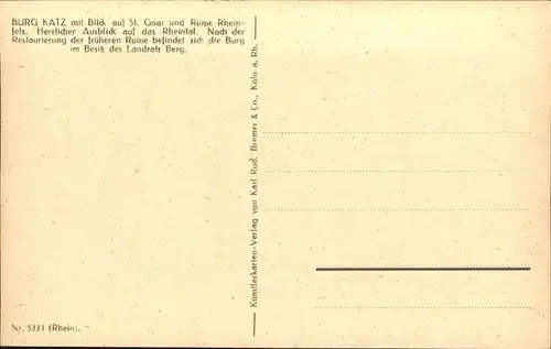 St Goar Burg Katz Ruine Rheinfels Kat. Sankt Goar