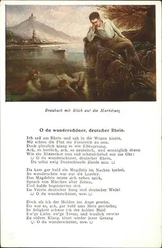 Marksburg Braubach Gedicht Liederkarte Kat. Braubach