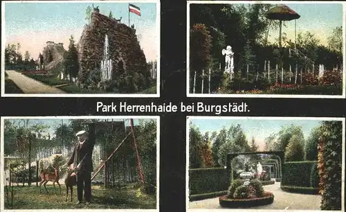 Burgstaedt Sachsen Park Herrenhaide Fahne Feldpost / Burgstaedt /Mittelsachsen LKR