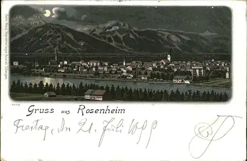 Rosenheim Bayern Panorama bei Nacht Kat. Rosenheim