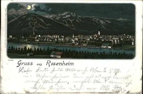 Rosenheim Bayern Panorama bei Nacht Kat. Rosenheim
