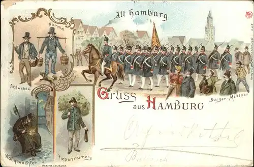 Hamburg Buergermilitaer Nachtwaechter Original Hummel Kat. Hamburg