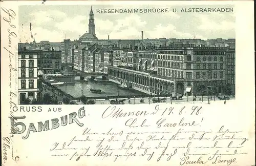 Hamburg Reesendammsbruecke und Alsterarkaden Kat. Hamburg