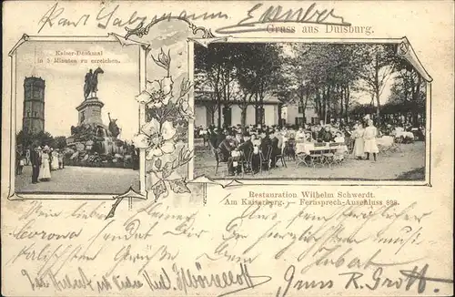 Duisburg Ruhr Restaurant Schwerdt Kaiser Denkmal / Duisburg /Duisburg Stadtkreis