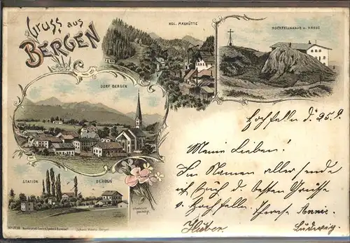 Bergen Chiemgau Hochfellnhaus Dorf und Station Bergen Kgl Maxhuette / Bergen /Traunstein LKR