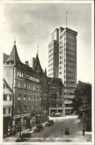 Stuttgart Eberhardstrasse Tagblatt Hochhaus Autos Kat. Stuttgart