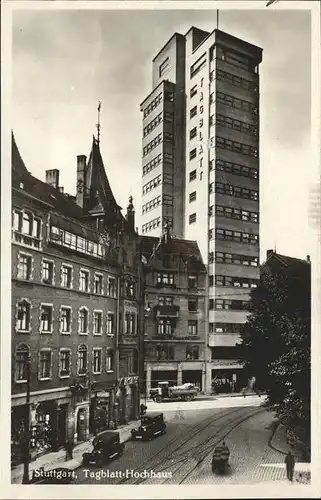 Stuttgart Tagblatt Hochhaus Autos Kat. Stuttgart