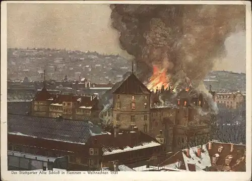 Stuttgart Feuer im Alten Schloss 1931 Kat. Stuttgart